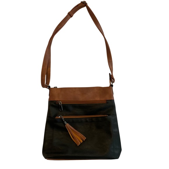 Masintor Brown Black Crossbody Bag Purse with Tassel Detail - Picture 1 of 5
